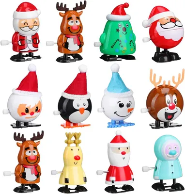Productafbeelding van Jojofuny opwindspeelgoed - Set van 12 - Kerstmis - Opwinddieren - Dansen rendeer - Kinderen - Secret santa Party bag