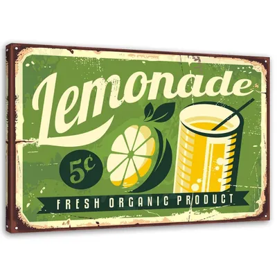 Produktbild von Leinwandbild retro-limonade 90x60 cm Feeby grün wandbild bereit zum aufhängen