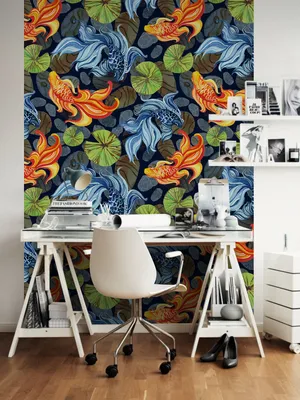 Produktbild von Coloray Fototapete 416x254 cm Latextapete Magicstick - Asiatische Goldfische-Orange.