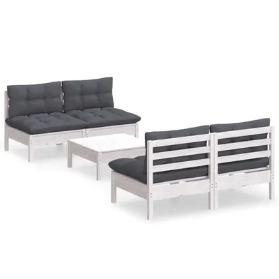 Produktbild von vidaXL 5-tlg. Garten-Lounge-Set mit Anthrazit Kissen Kiefernholz
