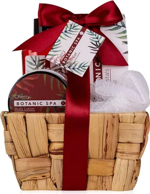 Produktbild von Geschenkset Badeset Pflegeset Wellness Damen Cherry Spa Seegraskörbchen 4-teilig