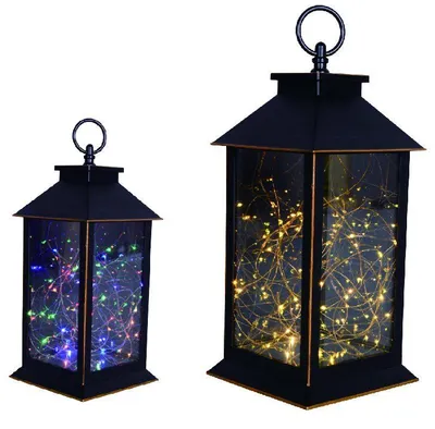 Produktbild von TrendLine LED Laterne schwarz 32 x 14 cm warmweiß-bunt Außen mit Timer