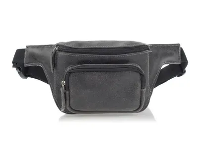 Productafbeelding van Belveder vintage heuptas zwart, gemaakt van suède. Elegante buiktas met heupgordel, geschikt voor reizen, festivals en dagelijks gebruik. Model: BL03