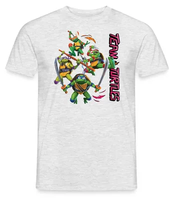 Produktbild von Spreadshirt TMNT Mutant Mayhem Team Turtles Männer T-Shirt, M, Grau meliert
