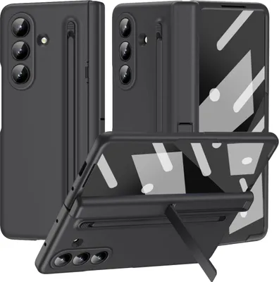 Obrázek produktu pro Pouzdro na Samsung Galaxy Z Fold 7 tvrdé PC pouzdro s držákem na pero a stojánkem, ochrana pantu s fólií na displej Černý