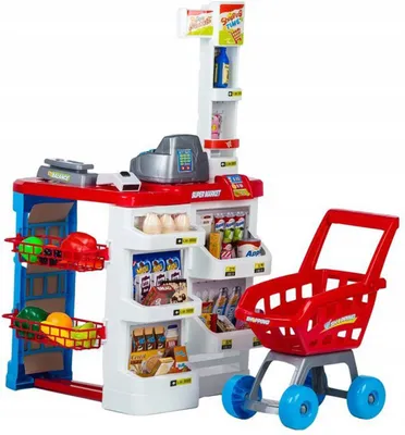 Obrázek produktu pro Velký stánek supermarketu pro děti s pokladnou, váhou a skenerem