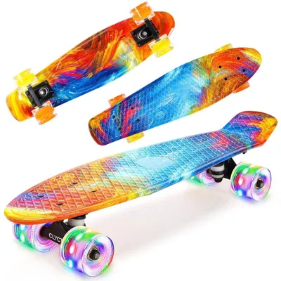 Image de Mini planche à roulettes de 22 pouces avec des roues LED colorées qui clignotent et des roulements ABEC-11, idéale pour les enfants