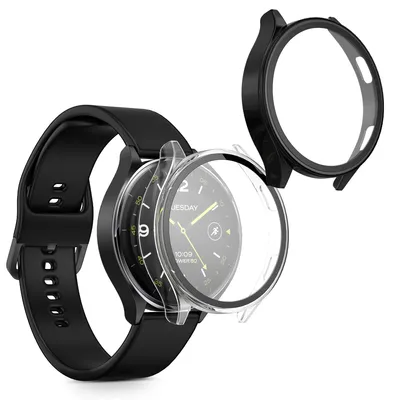 Produktbild von kwmobile 2x Glas Hülle für Xiaomi Watch 2 Schutzhülle - Fullbody Fitnesstracker Case Set aus Glas - Transparent Schwarz