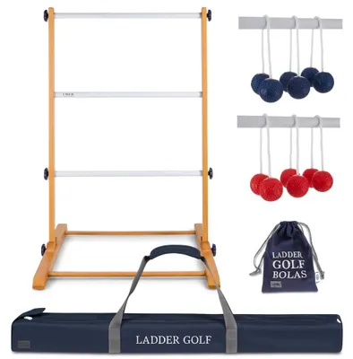Produktbild von Prof. Leitergolf Spinladder von Ubergames. WEICHE Bälle, KI-generiertes Bild