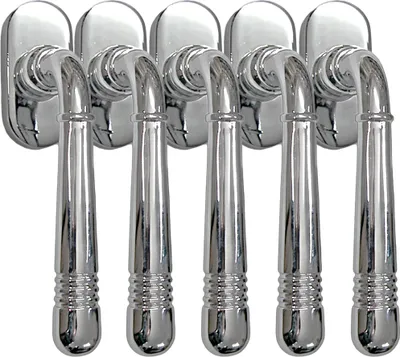 Produktbild von Fenstergriff Set 5 x FG Helena 1673 Chrom Rasterolive Fensterbeschlag Drücker