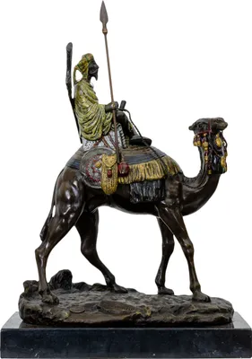 Produktbild von Bronzeskulptur Dromedar Reiter nach Agathon Léonard im Antik-Stil Replik Kopie