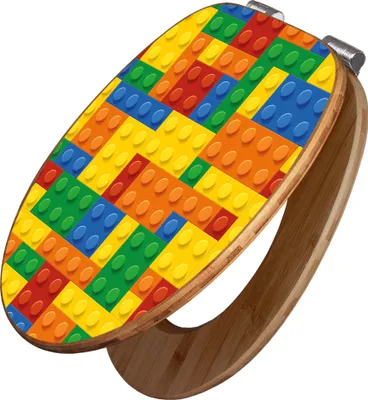 Produktbild von banjado Design WC Sitz Bambus Absenkautomatik -Bausteine - Toilettendeckel mit Absenkautomatik Holz/hochwertiger Bambus Klodeckel/WC-Sitz für alle gängigen Toiletten [TDB2 12142]