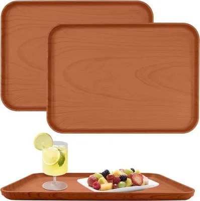 Produktbild von Famanu Servierplatte Set aus 3 Stück - Antislip, rechteckig, Holzoptik