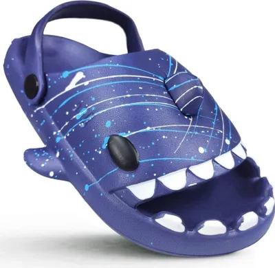 Produktbild von Damen Clogs Badeslipper Haifisch Badeschuhe Sandale zum Pool Garten Dunkelblau Gr.40