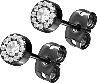 Produktbild von Titan Ohrstecker, hochglanzpoliert, mit 5 mm Kristalldisc, Stab 0,8x11 mm