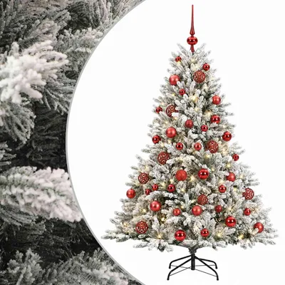 Image de Arbre de Noël artificiel vidaXL avec boules de Noël, 120 cm, 150 LED