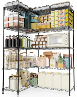 Metallregal 5-stufig, verstellbar, 40×85×173,9 cm, schwarz, bis 567,5 kg