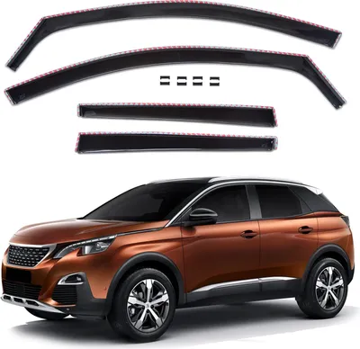Produktbild von J&J AUTOMOTIVE | GP Windabweiser Für Peugeot 3008 ab 2017 4tlg, GP Regenabweiser, Schwarz, Getönt, Aerodynamisch, Einfache Montage, Befeistigung mit Clips