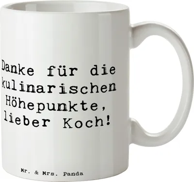 Produktbild von Mr. & Mrs. Panda Becher Spruch Koch Dankeschön - Weiß - Geschenk, Tasse, Anerkennung, Danke sagen, haferl, lieber, Kaffeetasse, Henkelbecher, Dankbarkeit, Keramiktasse