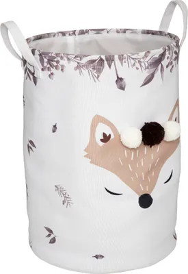 Obrázek produktu pro Úložný box na hračky LIŠKA s bambulemi, Ø 35 cm