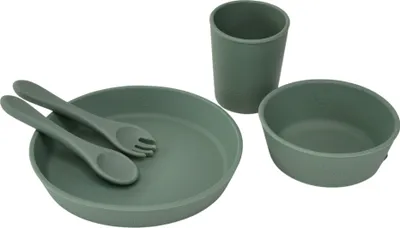 Produktbild von Zayno® Silikon-Geschirrset für Kinder "Tischlein Deck Dich" in Waldgrün | 5-teilig, hitzebeständig bis 200 Grad, BPA-frei, Spülmaschinenfest, Mikrowellengeeignet, LFGB-konform