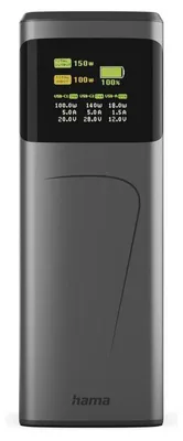 Produktbild von HAMA Power Pack High Power, 150W, 24000mAh, 2x USB-C + 1x USB-A, Anthrazit