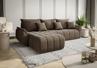 Produktbild von Ecksofa Schlafsofa LOUISE Stoff Monolith Braun Ottomane Links