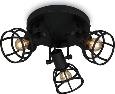 Image de Plafonnier Spot BRILONER LEUCHTEN KORBO BLACK, 25 W, IP20, noir, métal, excl. 3x E14, Ø 23 cm