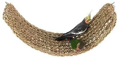 Produktbild von Vogel-Seegrasmatte Hängematte Kauspielzeug Kletterleiter 74x19 cm Naturmaterial