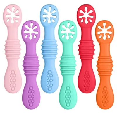 Produktbild von Baby Lernlöffel Silikon 6 Stück Weich Esslernlöffel Brei ab 4 Monaten BPA-frei Mehrfarbig