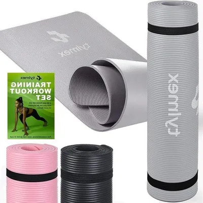 Immagine prodotto di Tappetino yoga da 8 mm con tracolla e contapassi - Tappetino da allenamento spesso per il fitness e l'allenamento a casa