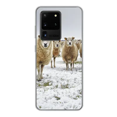 Produktbild von MuchoWow® Handyhülle Schutzhülle Hülle für Samsung Galaxy S20 Ultra Schafe - Wolle - Schnee Silikon Softcase Handy Hülle - Karteninhaber