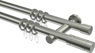 Produktbild von Interdeco Gardinenstange / Vorhangstange Edelstahl, Typ Perfecta Elias (Rillenzylinder), 20 mm Ø 2-läufig, 600 cm