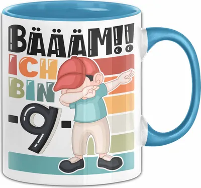 Produktbild von 9. Geburtstag Geschenk Tasse Becher Jungen Geburtstagsgeschenk Sohn Bäääm Ich Bin 9 (Blau)