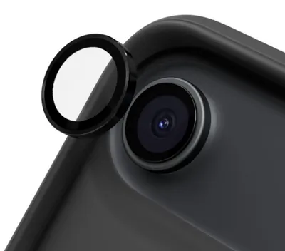 Zdjęcie produktu dla Rhinoshield, ochrona obiektywu aparatu dla iPhone'a, wykonana z odpornego na wstrząsy, hartowanego szkła, kolor: czarny / przezroczysty
