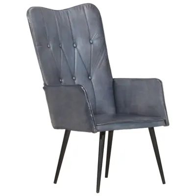Obrázok produktu pre Kreslo wingback sivé pravá koža
