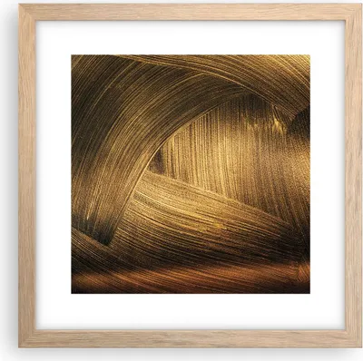 Produktbild von Gerahmtes Poster - Rahmen in heller Eiche - Abstraktion Gold Textur - 30x30 cm - Wand Bild - Wanddeko - Wandbilder - Kunstposter - Wandposter - Bilderrahmen - Bilder - Kunstdruck - P2NAC30x30-4477