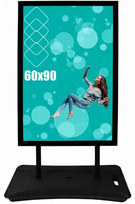 Produktbild von Kundenstopper 60 x 90 cm Schwarz mit Wasserfuß doppelseitig Werbeaufsteller Gehwegaufsteller Plakatständer Werbeständer