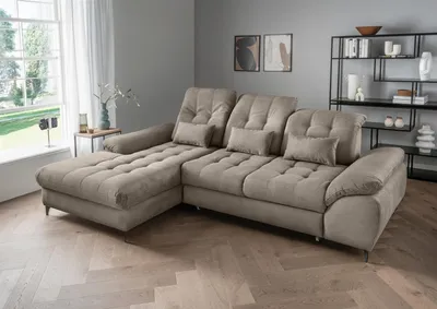 Produktbild von Polsterecke >Devland< Schlaffunktion, Stauraum, Cord grau-braun - 273x105x189cm (BxHxT)