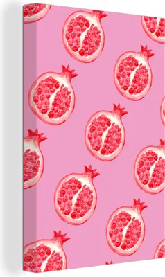 Produktbild von OneMillionCanvasses® - Leinwandbilder - 90x140 cm, Obst - Aquarell - Rosa, Wandbilder Kunstdruck Wanddekoration - Wandschmucke - Schlafzimmer
