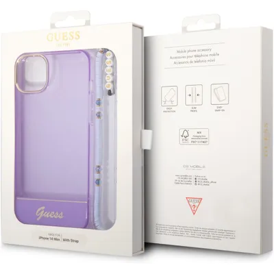 Produktbild von Guess Kappe für iPhone 14 Plus 6.7" GUHCP14MHGCOHU lila Hartschalenetui Translucent Pearl Strap