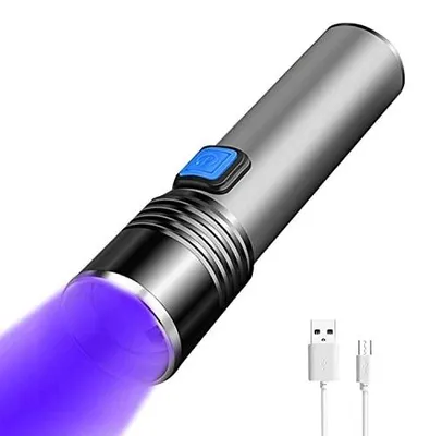 Zdjęcie produktu dla Latarka UV 395NM ładowalna czarna do wykrywania śladów skorpiona