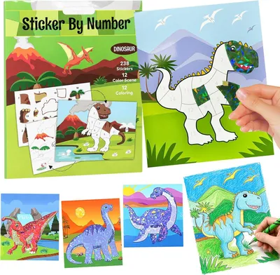 Produktbild von Stickerbuch Dinosaurier, 12 Seiten, Bastelset, für Kinder