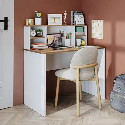 Image de Skye Decor, bureau de haute qualité (100 cm) en mélaminé, pin d'Atlantique et blanc