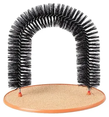 Produktbild von Katzenspielzeug, interaktive Bürste zur Fellpflege, Kratzpad, schwarz