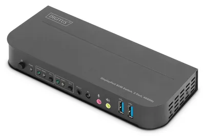 Image de DIGITUS Commutateur KVM Digitus, 2 ports, 4K60Hz, 2 x DP in, 1 x DP/HDMI out