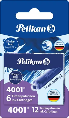 Obrázok produktu pre Pelikan 330795, atramentové náplne 4001 TP/6, kráľovská modrá – 2 balenia v blistri