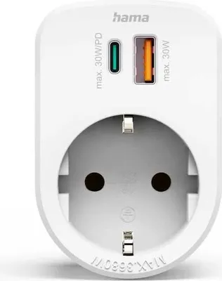 Image de HAMA prise multiple 3 avec USB-C PD & USB-A, 30W