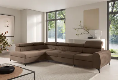 Produktbild von Ecksofa Schlafsofa Sofa TORONTO XL Stoff Element Schokobraun Ottomane Links