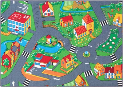 Produktbild von Carpet Studio Little Village Teppich Kinderzimmer - Spielteppich Grau - 95x133cm